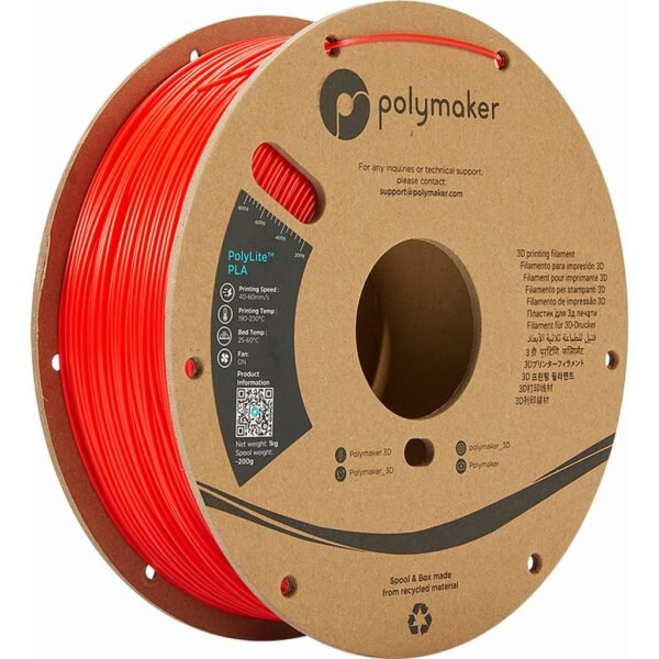 [MOQ: 10KG] PolyLite PLA - Red, 1.75 mm / 1000 g
