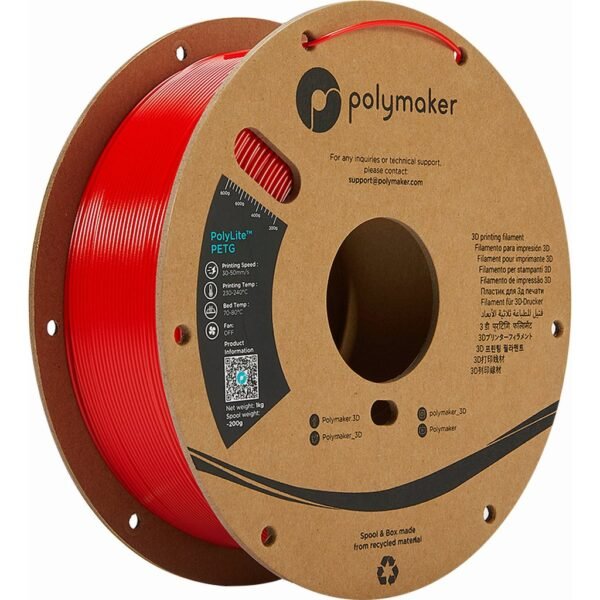 [MOQ: 10KG] PolyLite PETG Red, 1.75 mm (1.000 g)