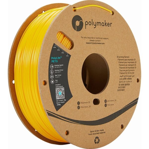[MOQ: 10KG] PolyLite PETG Yellow, 1.75 mm (1.000 g)