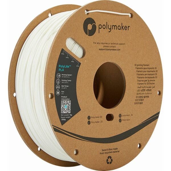 [MOQ: 10KG] PolyLite PLA - White, 1.75 mm / 1000 g