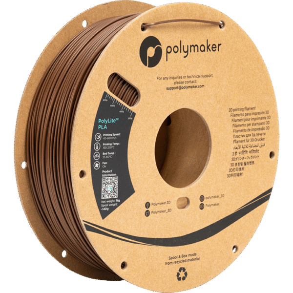 [MOQ: 10KG] PolyLite PLA Brown, 1.75 mm / 1000 g