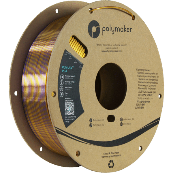 [MOQ: 10KG] PolyLite Dual Silk PLA Sovereign Gold-Purple, 1.75 mm / 1000 g