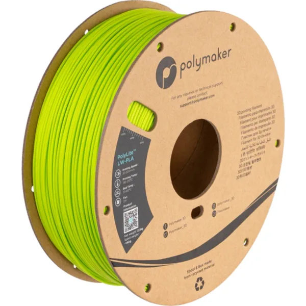 [MOQ: 10KG] PolyLite LW-PLA Bright Green, 1.75 mm / 800 g
