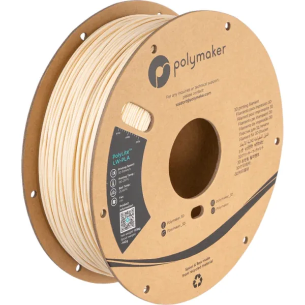 [MOQ: 10KG] PolyLite LW-PLA White, 1.75 mm / 800 g