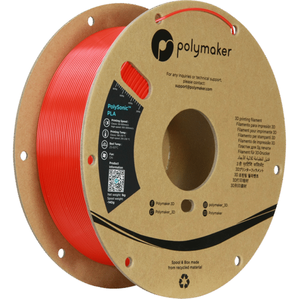[MOQ: 10KG] PolySonic PLA Red, 1.75 mm / 1000 g