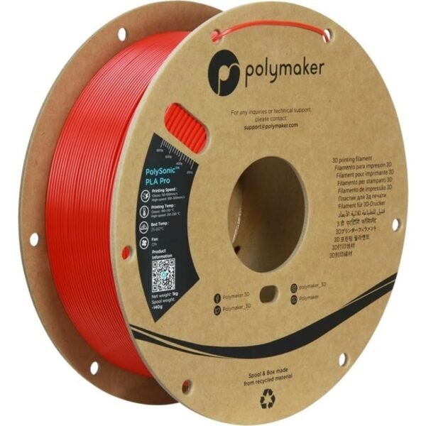 [MOQ: 10KG] PolySonic PLA Pro Red, 1,75 mm / 1000 g