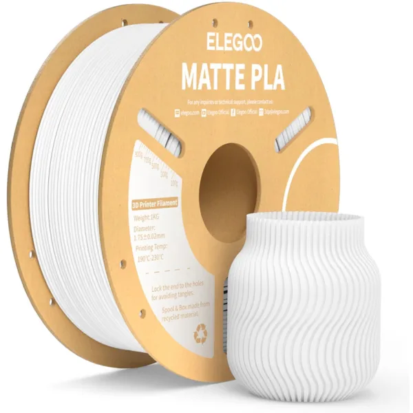 [MOQ: 10KG] PLA Matte White, 1.75 mm / 1000 g