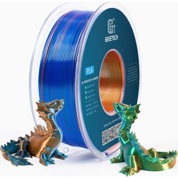 [MOQ: 10KG] PLA Silk Tri-Colour Orange+Blue+Green, 1.75 mm / 1000 g
