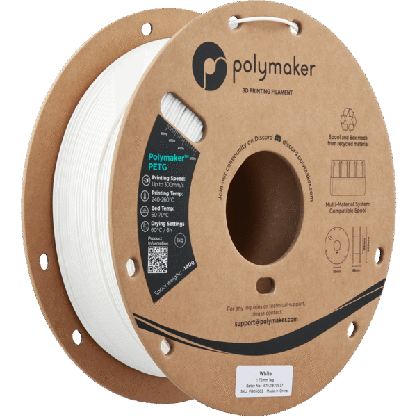 [MOQ: 10KG] PETG White, 1.75 mm / 1000 g